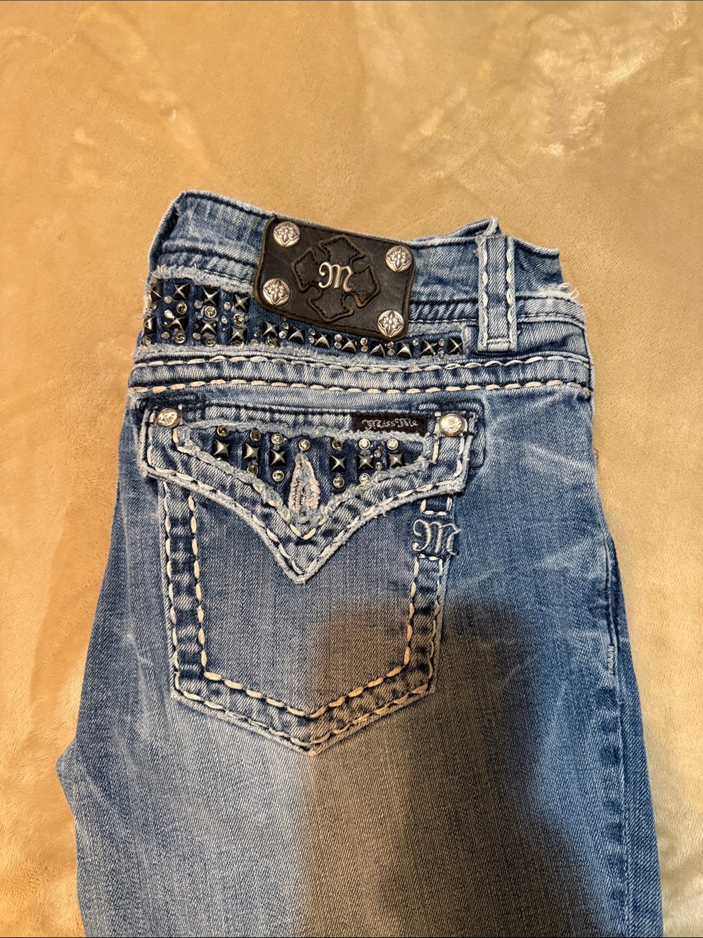 Miss Me Blue Studded Embellished Jeans